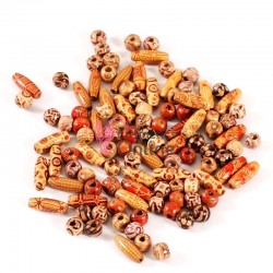 Inele din lemn pentru codite afro RNG81AA Combinate, Set 10 bucati